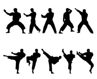 跆拳道动作剪影图片