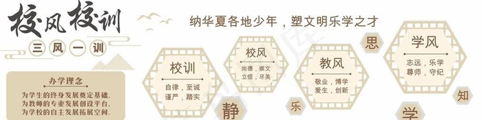 校风校训文化墙图片cdr矢量模版下载