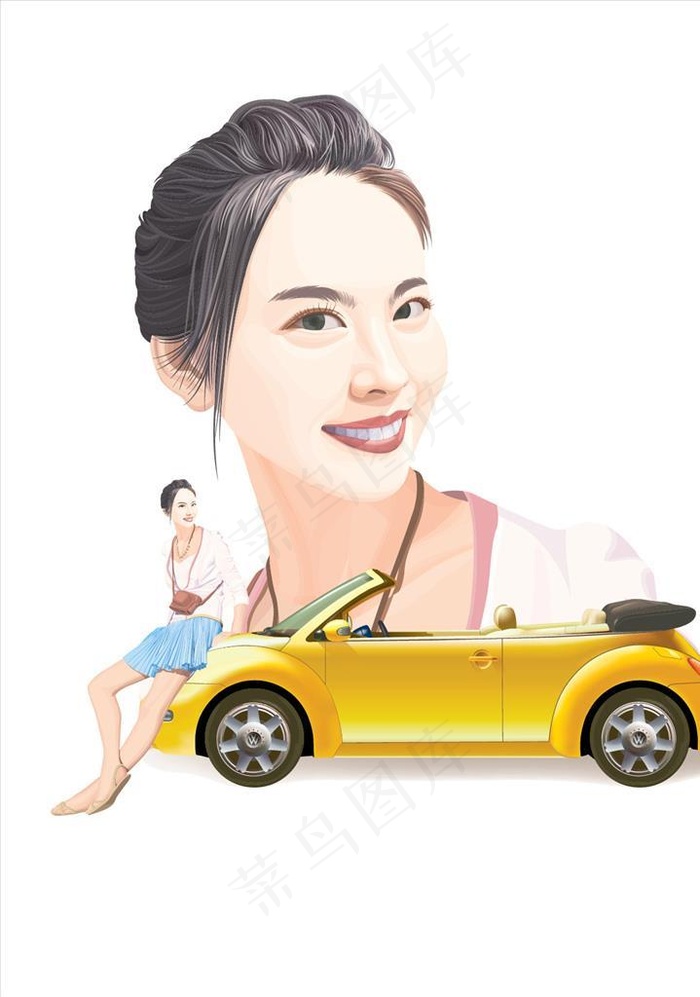 卡通跑车图片ai矢量模版下载