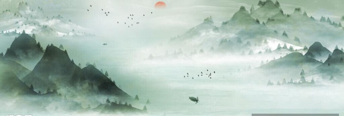 山水水墨画图片(2914x1080)psd模版下载