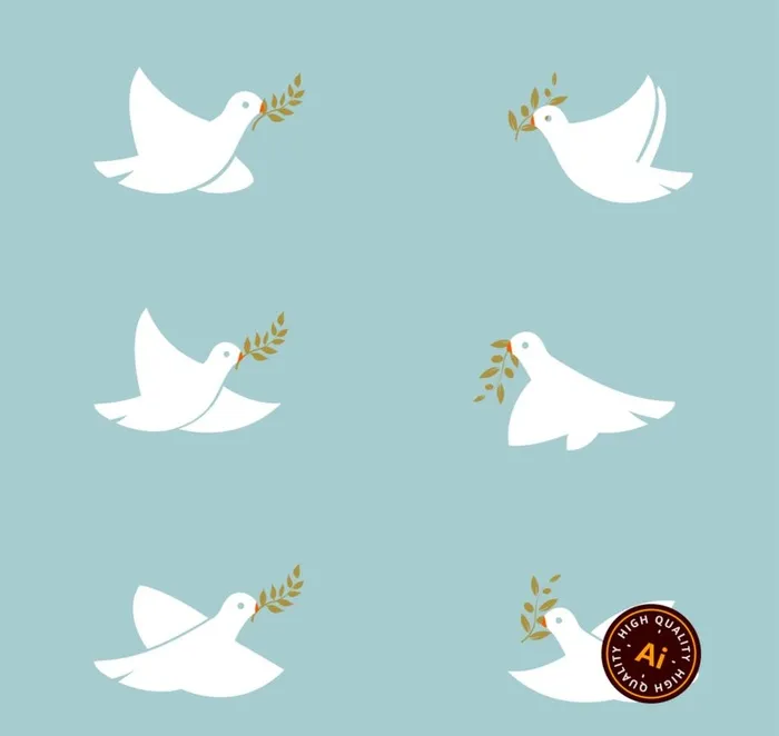 和平鸽插画图片ai矢量模版下载