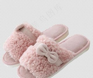 粉红色蝴蝶结棉拖图片