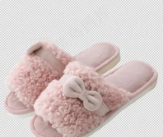 粉红色蝴蝶结棉拖图片