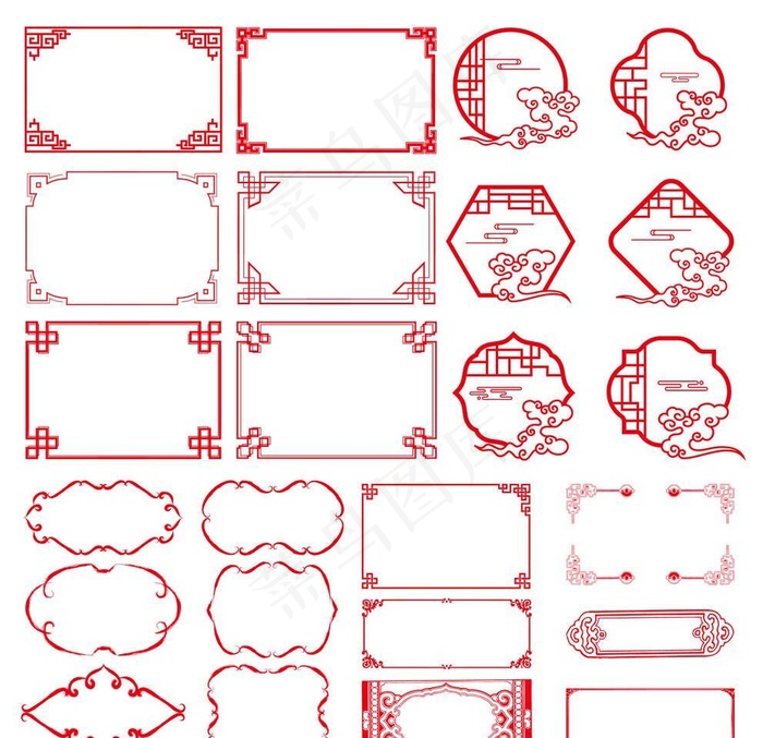 中式花纹边框图片ai矢量模版下载