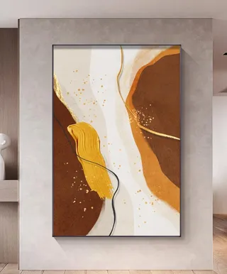 现代抽象手绘玄关客厅装饰画图片