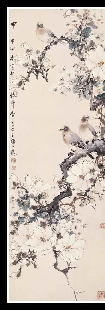 玉兰枝鸟图片