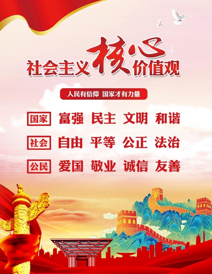 *核心,价值观,社会价值观,(3543x4724)psd模版下载