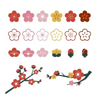 扁平化梅花复古花纹图标图片