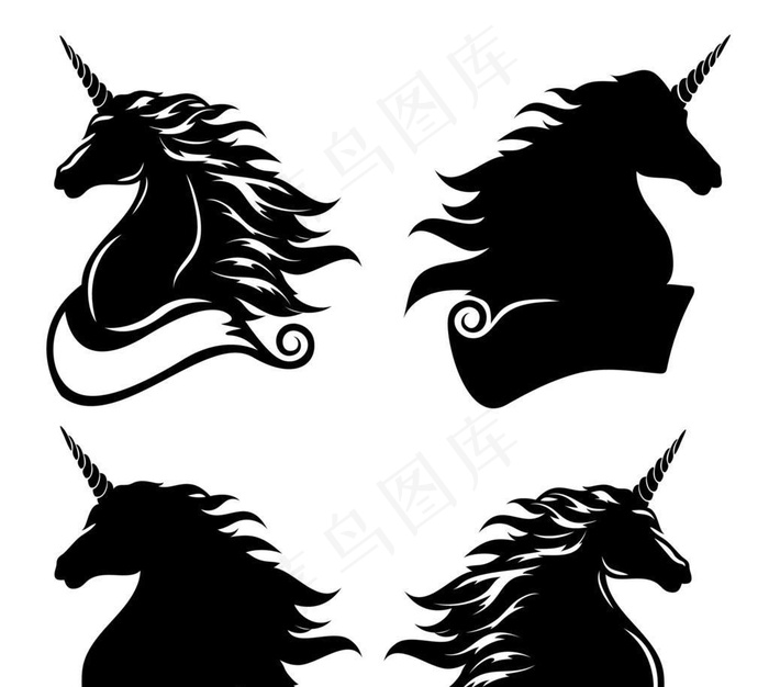 独角兽剪影图片