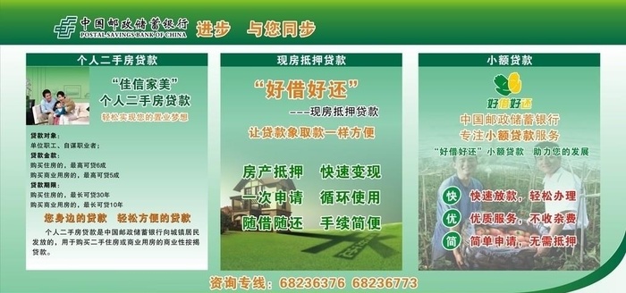 邮政银行贷款展板图片cdr矢量模版下载