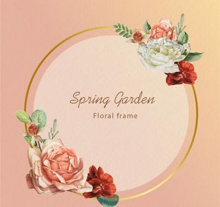 花卉 金色圆圈图片