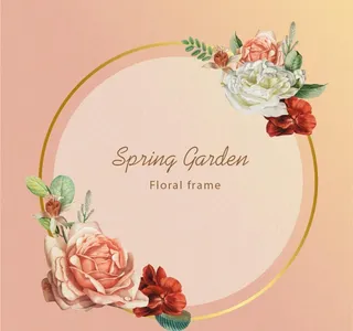 花卉 金色圆圈图片