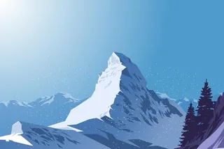 卡通雪山插画图片