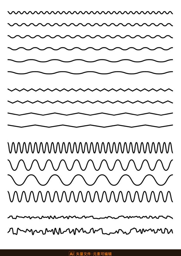各种波浪线折线矢量素材图片