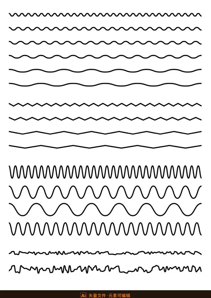各种波浪线折线矢量素材图片ai矢量模版下载