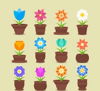 盆栽花卉矢量图片