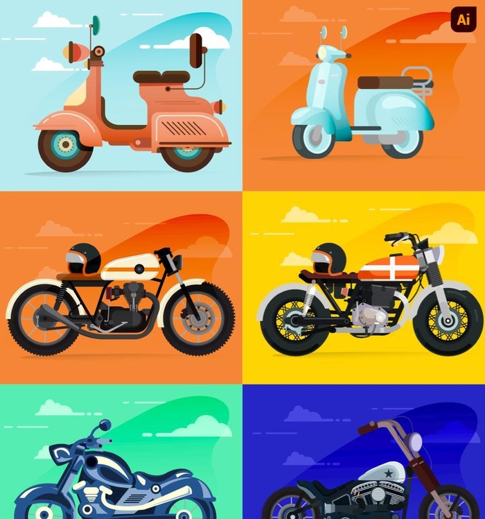 摩托矢量插画图片