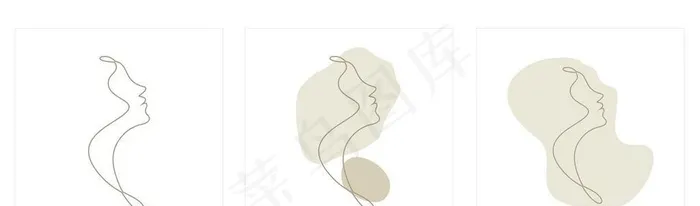 女性轮廓线条图片ai矢量模版下载