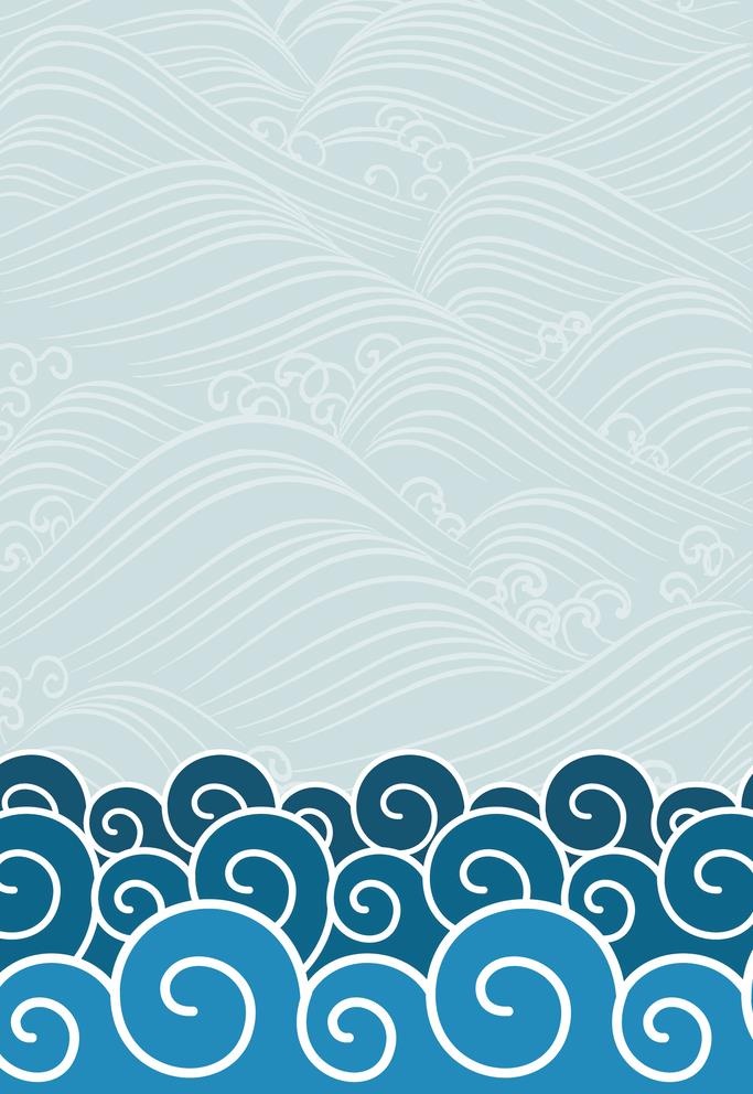 矢量中国风复古祥云海水纹理背景图片