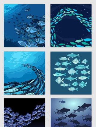 扁平化鱼群图片