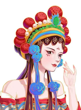 国潮风手绘京剧人物图片
