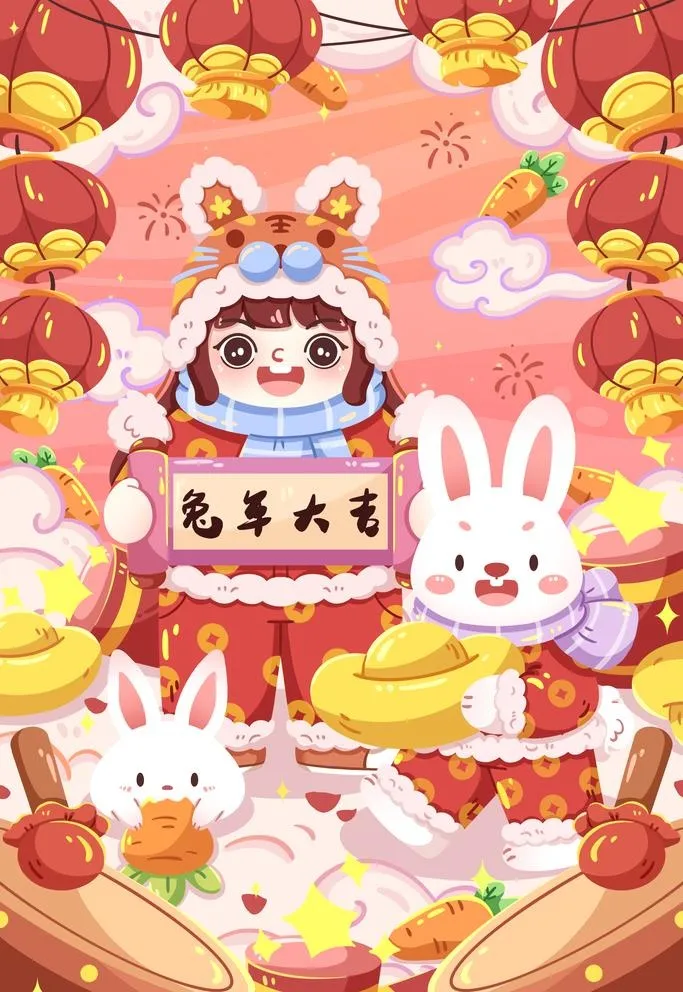 兔年大吉 图片(2400x3600)psd模版下载