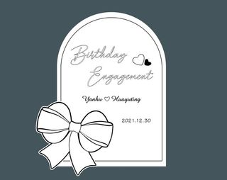 简约风蝴蝶结订婚生日宴会展板图片