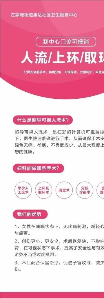 社区医院人流上环宣传展架图片cdr矢量模版下载