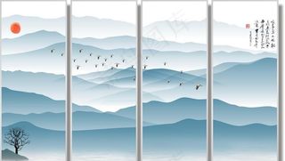 玻璃门四联画图片