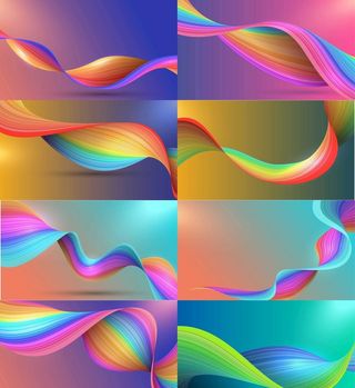 八款矢量现代抽象多彩彩带图片