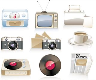 矢量怀旧家用电器素材图片