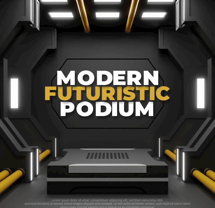 黑色科幻金属产品电商展台 图片