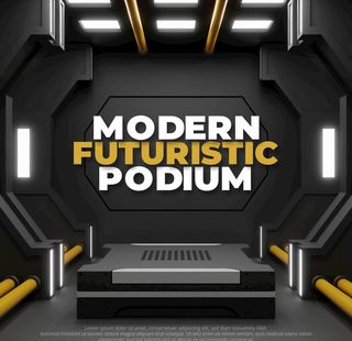 黑色科幻金属产品电商展台 图片