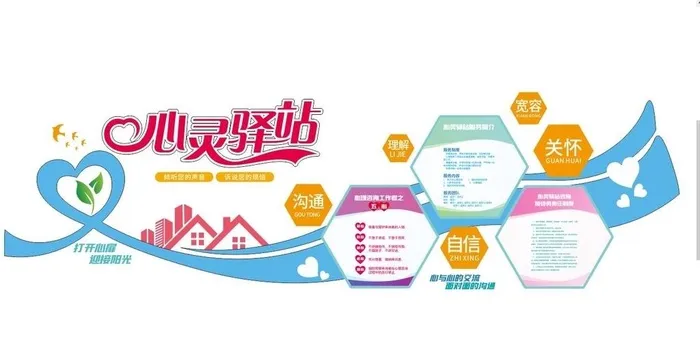 心灵驿站文化墙图片cdr矢量模版下载