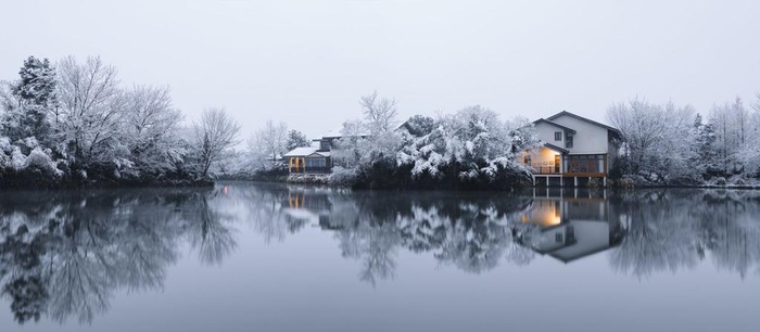 西湖雪景图片