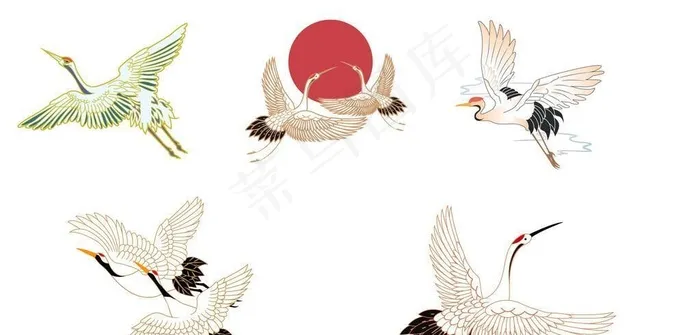 国潮仙鹤图片ai矢量模版下载