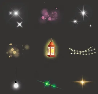 闪光特效光晕光点亮光发光星光图片