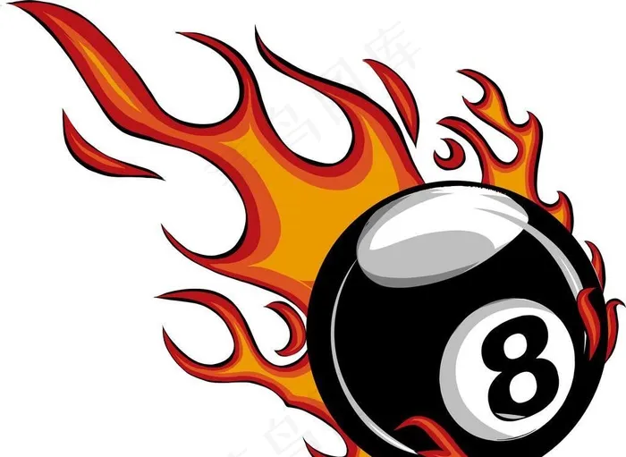 黑8火焰台球燃烧图片(1024x819)