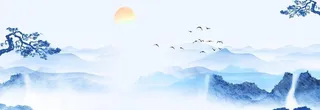 蓝色中国风水墨背景图片