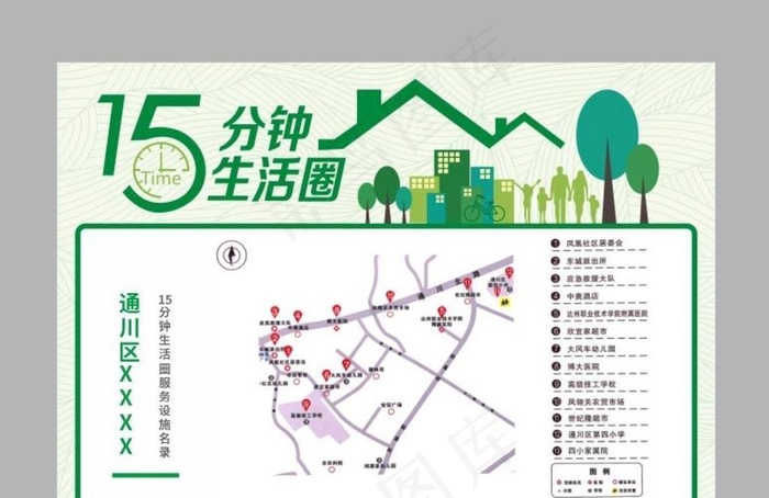 达州市通川区15分钟生活圈图片cdr矢量模版下载