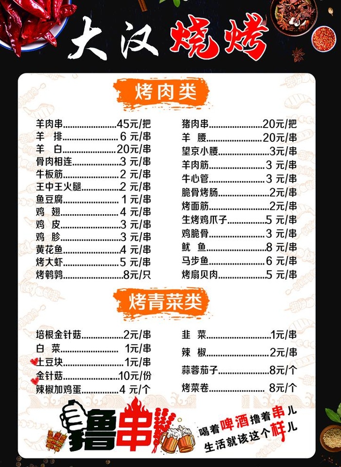 烧烤菜单图片(2480x3508)psd模版下载