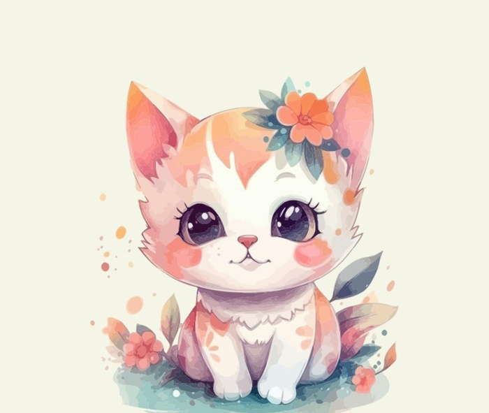 水彩猫图片ai矢量模版下载