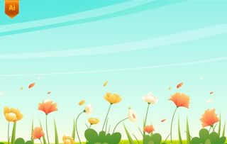 花丛鲜花卡通背景图片