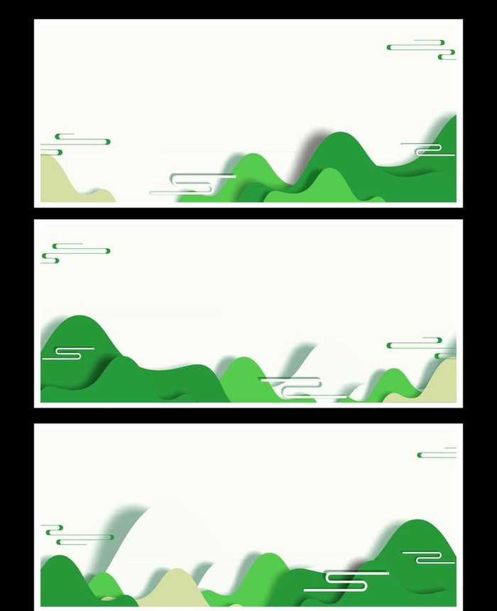 绿色中国风复古山水画背景图片cdr矢量模版下载