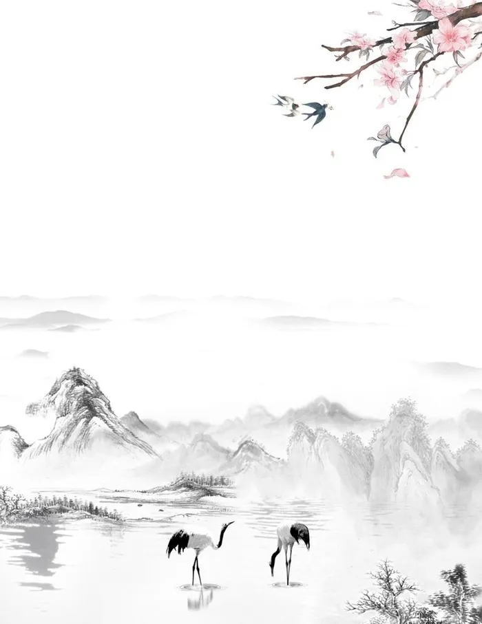 山水画图片cdr矢量模版下载