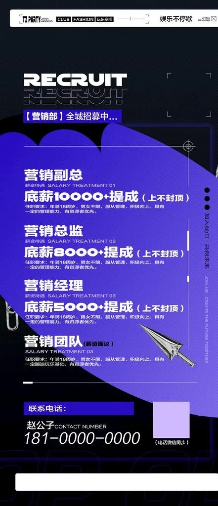 酒吧招聘海报图片(1125x2436)psd模版下载