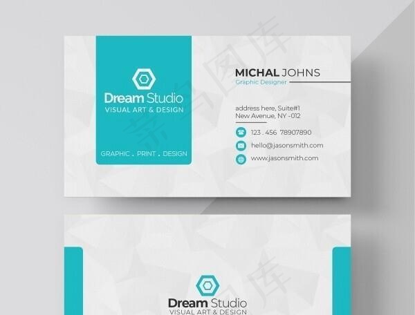 蓝灰色简约公司企业个人名片模板图片