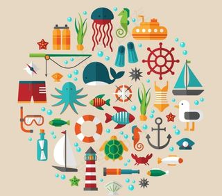 夏日海边度假元素图片