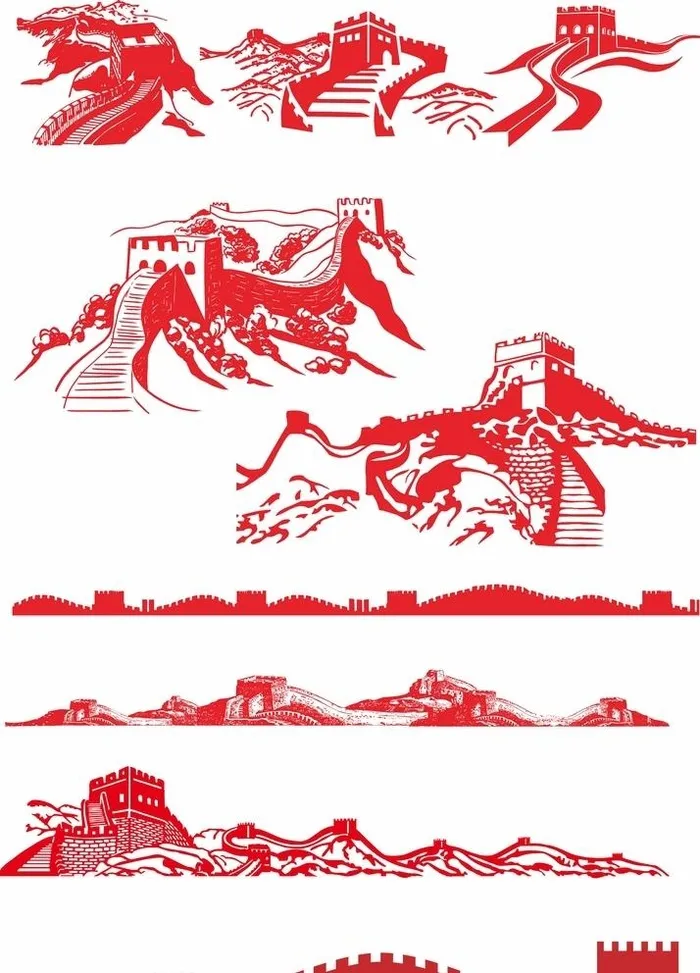 长城剪影图片cdr矢量模版下载
