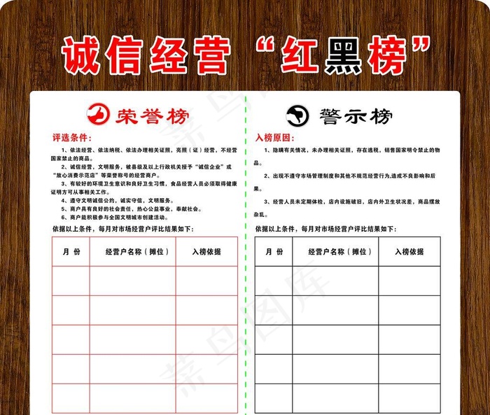 诚信经营红黑榜图片